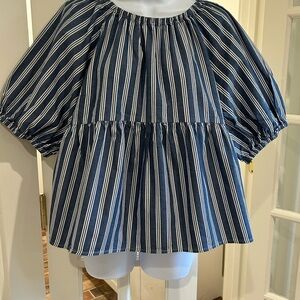 Old Navy Blue Boxy Puff Sleeve Top